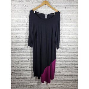 Catherines Womens Dress 1X Plus Short Sleeve Purple Color Block PUR49E